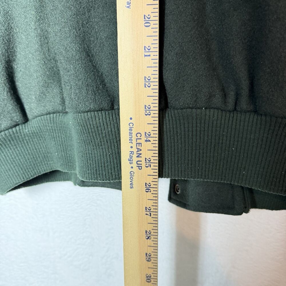 Vintage Cabela's Green Wool and Brown Leather Bomber Jacket Quilted Lining XL - Picture 13 of 16
